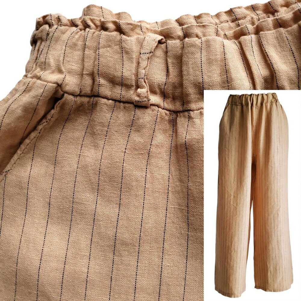 Wide Leg Tan Striped Pants